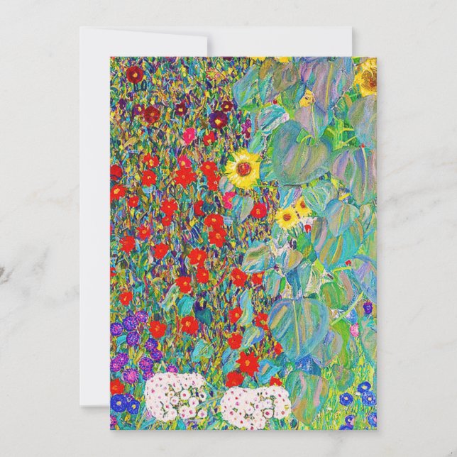 Convite Jardim de fazenda com Sunflower Gustav Klimt (Frente)