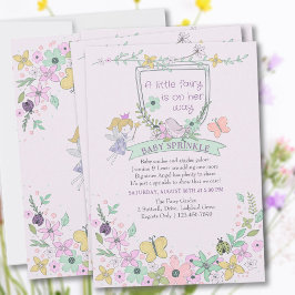 Convite Jardim de Flores de Fada Bonito e Feminino para Ch