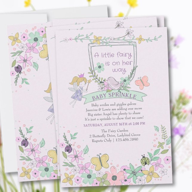 Convite Jardim de Flores de Fada Bonito e Feminino para Ch (Criador carregado)