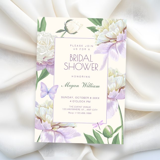 Convite Jardim de flores de violeta roxa chá de noiva (Criador carregado)