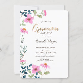 Convite Jardim de Flores Rosa Quinceañera