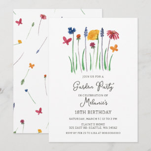 Convite Jardim de Flores Silvestres Aniversário