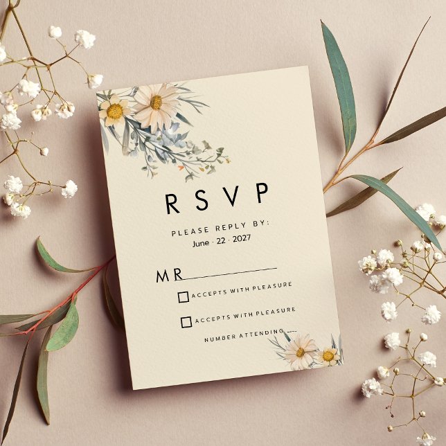 Convite Jardim de flores silvestres botânicas RSVP floral (Botanical wildflowers garden floral RSVP)