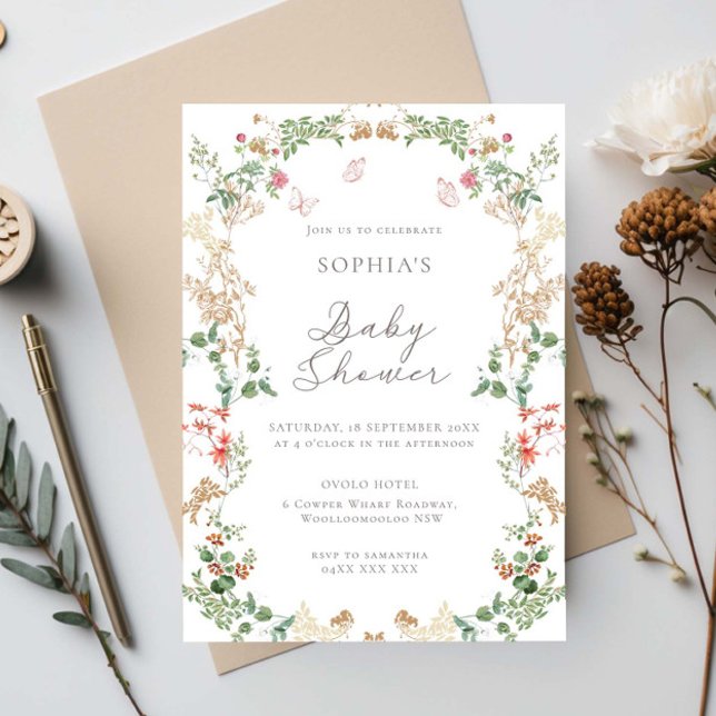 Convite Jardim de Flores Silvestres Caprichosas Chás de Be (Criador carregado)