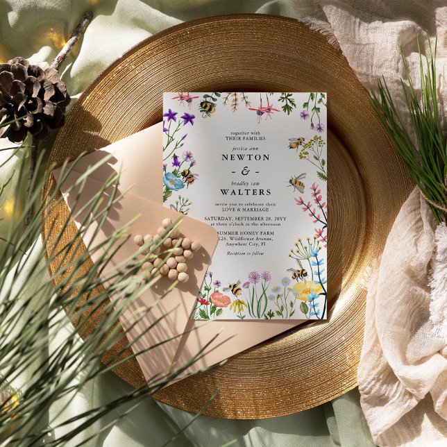 Convite Jardim de Flores Silvestres Caprichoso Casamento B (Criador carregado)