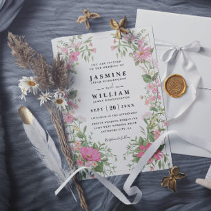 Convite Jardim de Flores Silvestres Caprichoso Casamento R