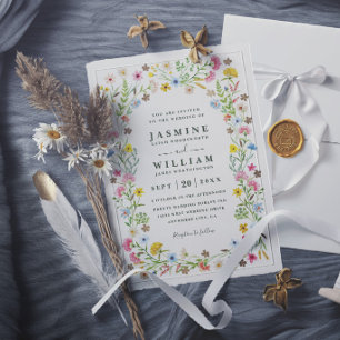 Convite Jardim de Flores Silvestres Casamento Elegante Rús