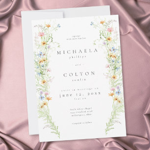 Convite Jardim de Flores Silvestres Casamento Floral Rústi