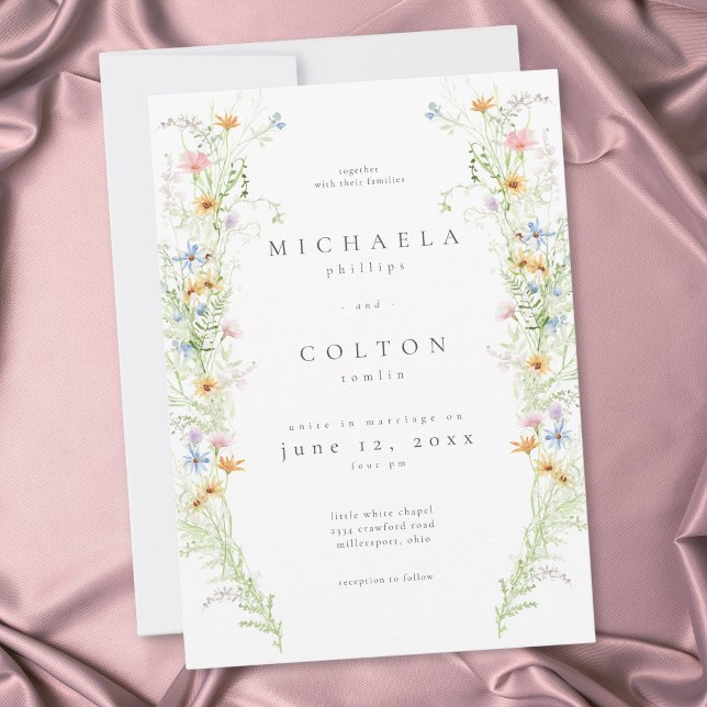 Convite Jardim de Flores Silvestres Casamento Floral Rústi (Wildflower Garden Rustic Floral Wedding Invitation)