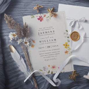 Convite Jardim de Flores Silvestres Casamento Rústico Eleg
