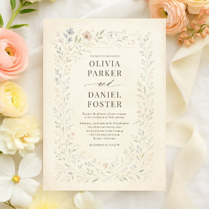 Convite Jardim de Flores Silvestres Elegantes Casamento Fl