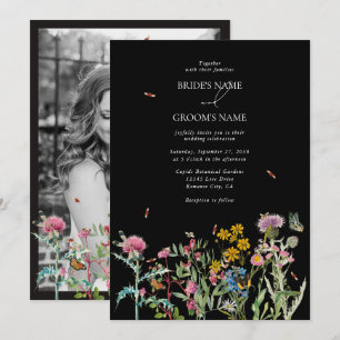 Convite Jardim de Flores Silvestres em Aquarela Casamento