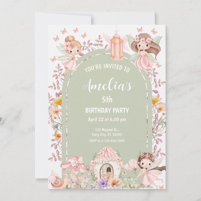 Convite Jardim de Flores Silvestres Mágico Boho Fada (Frente)