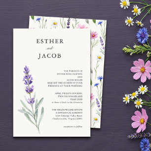 Convite Jardim de Flores Silvestres Minimalista de Lavanda