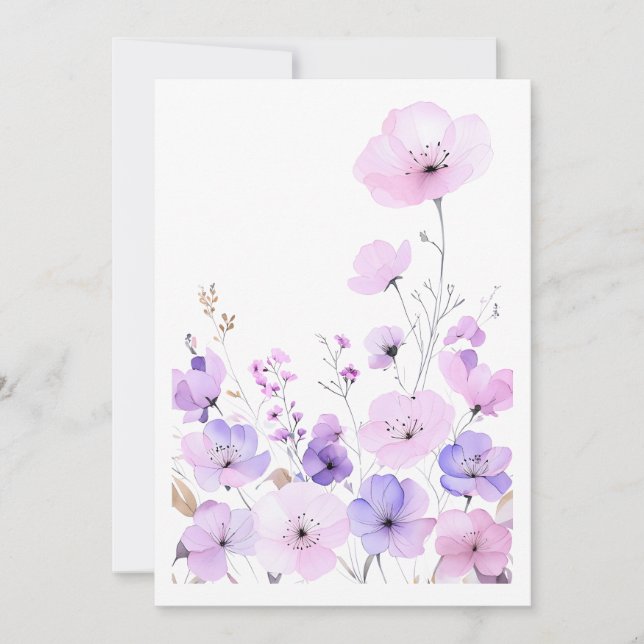 Convite Jardim de Flores Silvestres Pastel Flor de Nascime (Frente)