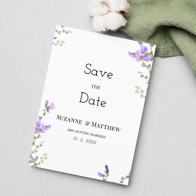Convite Jardim de flores silvestres verdes primavera lilac (Spring lilac green wildflower garden Save the Date )