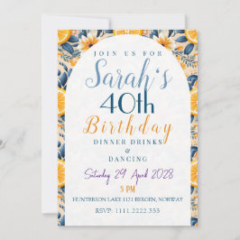 Convite Jardim de Flores Tema de Laranja Aniversário