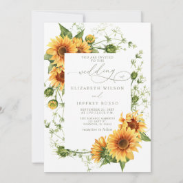 Convite Jardim de Girassóis Elegantes Florais Casamento