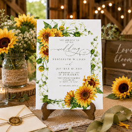Convite Jardim de Girassóis Elegantes Florais Casamento