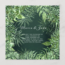 Convite Jardim de Glitter de Folha Tropical Mint Green Cal