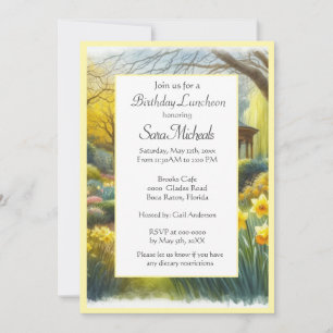Convite Jardim de Narcisos em Aquarela Aniversário 