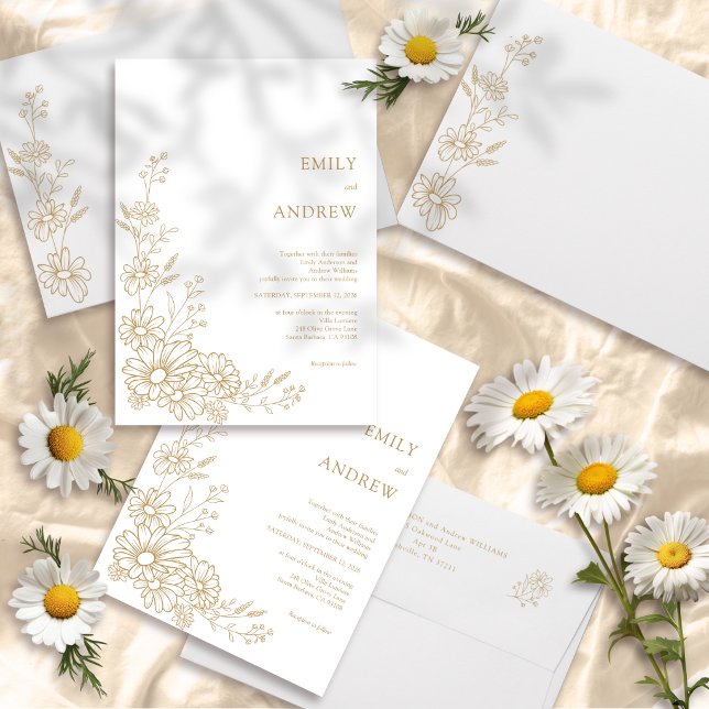 Convite Jardim de Noiva Botânico Dourado e Branco com Marg (Criador carregado)