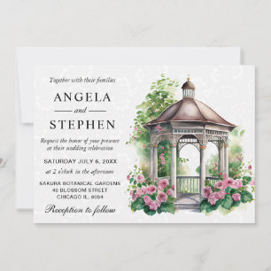 Convite Jardim de Primavera com Gazebo para Casamento em A