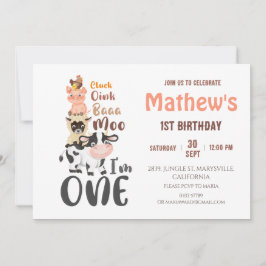 Convite Jardim de primeiro aniversario de Animais da Explo