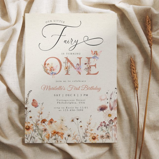 Convite Jardim de Queda Floral de Pequenas Fadas Primeiro  (Criador carregado)