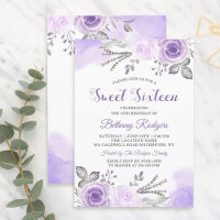 Jardim de Rosa roxo Chic Pastel Sweet 16 Aniversár