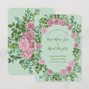 Convite Jardim de Rosas Cor-de-Rosa Casamento de Primavera