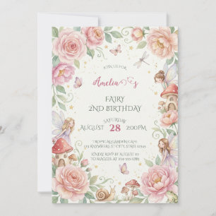 Convite Jardim de Rosas Fadas Encantadas Aquarela Aniversá
