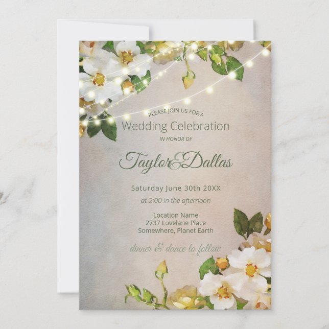 Convite Jardim de Rosas Marfim | Casamento Cor-de-Rosa (Frente)
