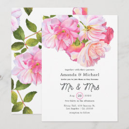 Convite Jardim de Rosas Rosa Casamento Sr e Sra