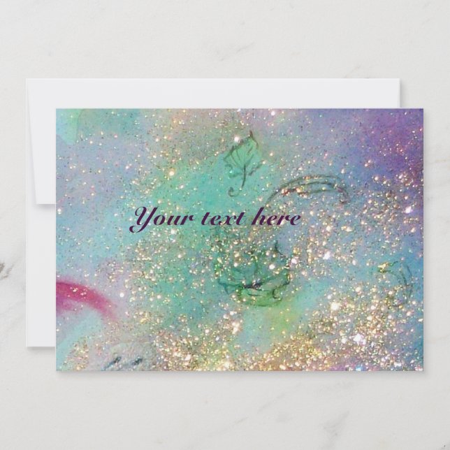 Convite JARDIM DE SOMBRA PERDIDA,MÁGICA BORBOLHA Azul Verd (Frente)