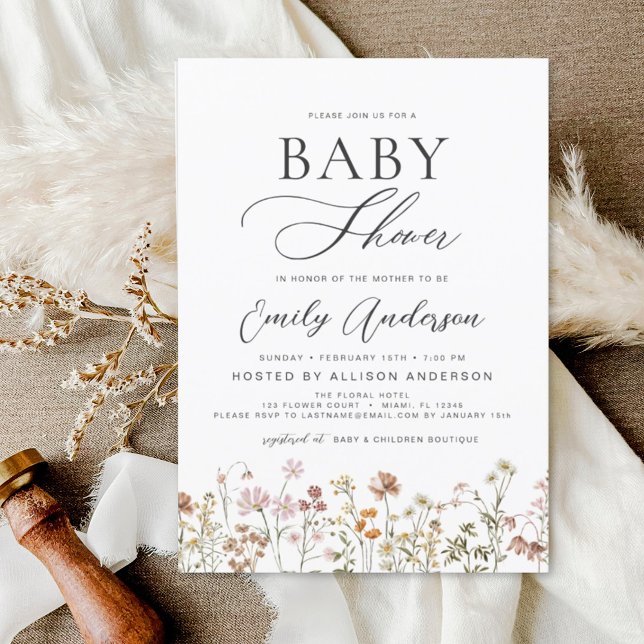 Convite Jardim do Chá de fraldas de Bico-flor-Wildflower (Criador carregado)