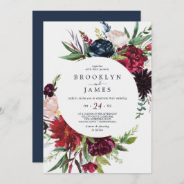 Convite Jardim do outono | Casamento Casual Burgundy