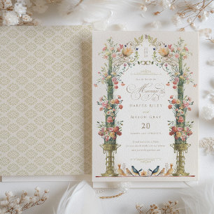 Convite Jardim Encantado Floral Save the Date Casamento