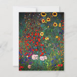Convite Jardim Flor Gustav Klimt<br><div class="desc">Cartão que inclui o Jardim de Fazendas de pintura a óleo de Gustav Klimt com girassóis (1907). Um belo jardim de girassóis e belas flores azuis, vermelhas, roxas, rosa e brancas. Um presente de excelente para fãs de Arte Nouveau e de Arte Austríaca.</div>