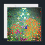 Convite Jardim Flor Gustav Klimt<br><div class="desc">Cartão com a pintura a óleo do Jardim Flor de Gustav Klimt (1906). Um belo jardim de flores roxas, vermelhas, brancas, azuis e laranja. Um presente de excelente para fãs de Arte Nouveau e de Arte Austríaca.</div>