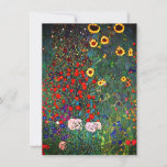 Convite Jardim Flor Gustav Klimt<br><div class="desc">Cartão que inclui o Jardim de Fazendas de pintura a óleo de Gustav Klimt com girassóis (1907). Um belo jardim de girassóis e belas flores azuis,  vermelhas,  roxas,  rosa e brancas. Um presente de excelente para fãs de Arte Nouveau e de Arte Austríaca.</div>