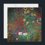 Convite Jardim Flor Gustav Klimt<br><div class="desc">Cartão que inclui o Jardim de Fazendas de pintura a óleo de Gustav Klimt com girassóis (1907). Um belo jardim de girassóis e belas flores azuis,  vermelhas,  roxas,  rosa e brancas. Um presente de excelente para fãs de Arte Nouveau e de Arte Austríaca.</div>