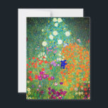 Convite Jardim Flor Gustav Klimt<br><div class="desc">Cartão com a pintura a óleo do Jardim Flor de Gustav Klimt (1906). Um belo jardim de flores roxas,  vermelhas,  brancas,  azuis e laranja. Um presente de excelente para fãs de Arte Nouveau e de Arte Austríaca.</div>