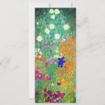 Convite Jardim Flor Gustav Klimt<br><div class="desc">Cartão com a pintura a óleo do Jardim Flor de Gustav Klimt (1906). Um belo jardim de flores roxas,  vermelhas,  brancas,  azuis e laranja. Um presente de excelente para fãs de Arte Nouveau e de Arte Austríaca.</div>