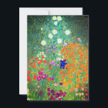 Convite Jardim Flor Gustav Klimt<br><div class="desc">Cartão com a pintura a óleo do Jardim Flor de Gustav Klimt (1906). Um belo jardim de flores roxas,  vermelhas,  brancas,  azuis e laranja. Um presente de excelente para fãs de Arte Nouveau e de Arte Austríaca.</div>