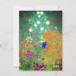 Convite Jardim Flor Gustav Klimt<br><div class="desc">Cartão com a pintura a óleo do Jardim Flor de Gustav Klimt (1906). Um belo jardim de flores roxas,  vermelhas,  brancas,  azuis e laranja. Um presente de excelente para fãs de Arte Nouveau e de Arte Austríaca.</div>