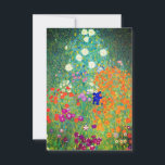 Convite Jardim Flor Gustav Klimt<br><div class="desc">Cartão com a pintura a óleo do Jardim Flor de Gustav Klimt (1906). Um belo jardim de flores roxas,  vermelhas,  brancas,  azuis e laranja. Um presente de excelente para fãs de Arte Nouveau e de Arte Austríaca.</div>