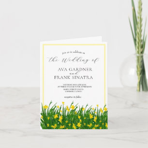 Convite Jardim Floral Amarelo De Aquarela Com Casamento Fo