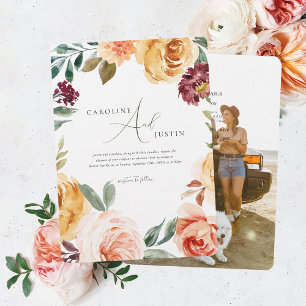 Convite Jardim Floral Boho   Casamento Fotográfico Casual