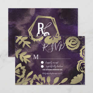 Convite Jardim Floral Botânico Rosa Dourado Roxo Casamento